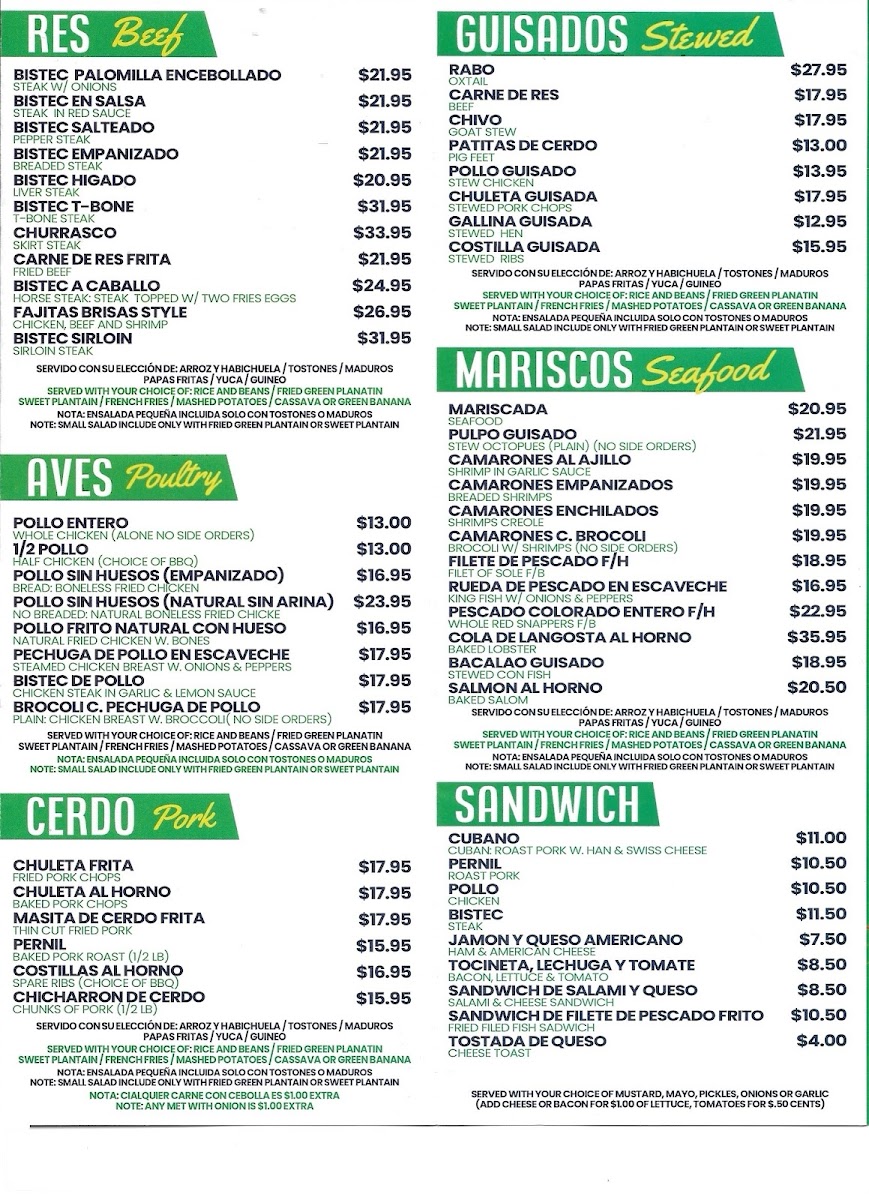 Brisas del Caribe Menu - Image 4